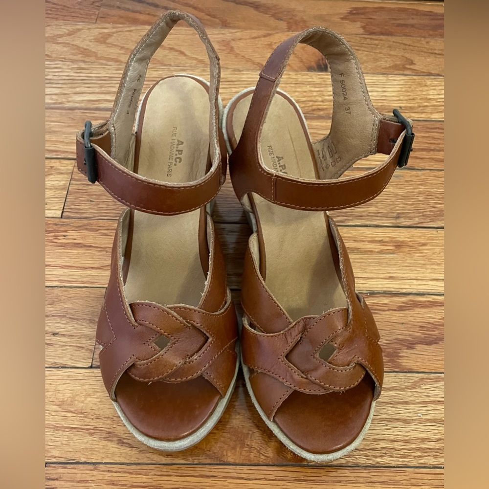 A.P.C Leather Brown Platform Sandals